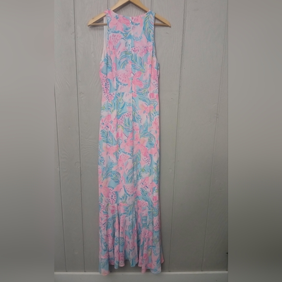 Lilly Pulitzer Maxi Dress Size 8 Taylee Blue Ibiza Gimme the Juice Blue/Pink - Picture 11 of 16